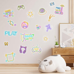Xendelow Neon Gaming Wall Stickers patterns create creative layouts for quick room customization.