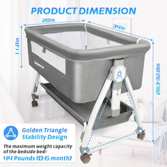 Xeoca baby bassinet 3-in-1 design supports bedside, standalone, and travel use