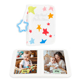 Xfveiwoo Baby's First Photo Album cover in white, soft fabric for safe handling.