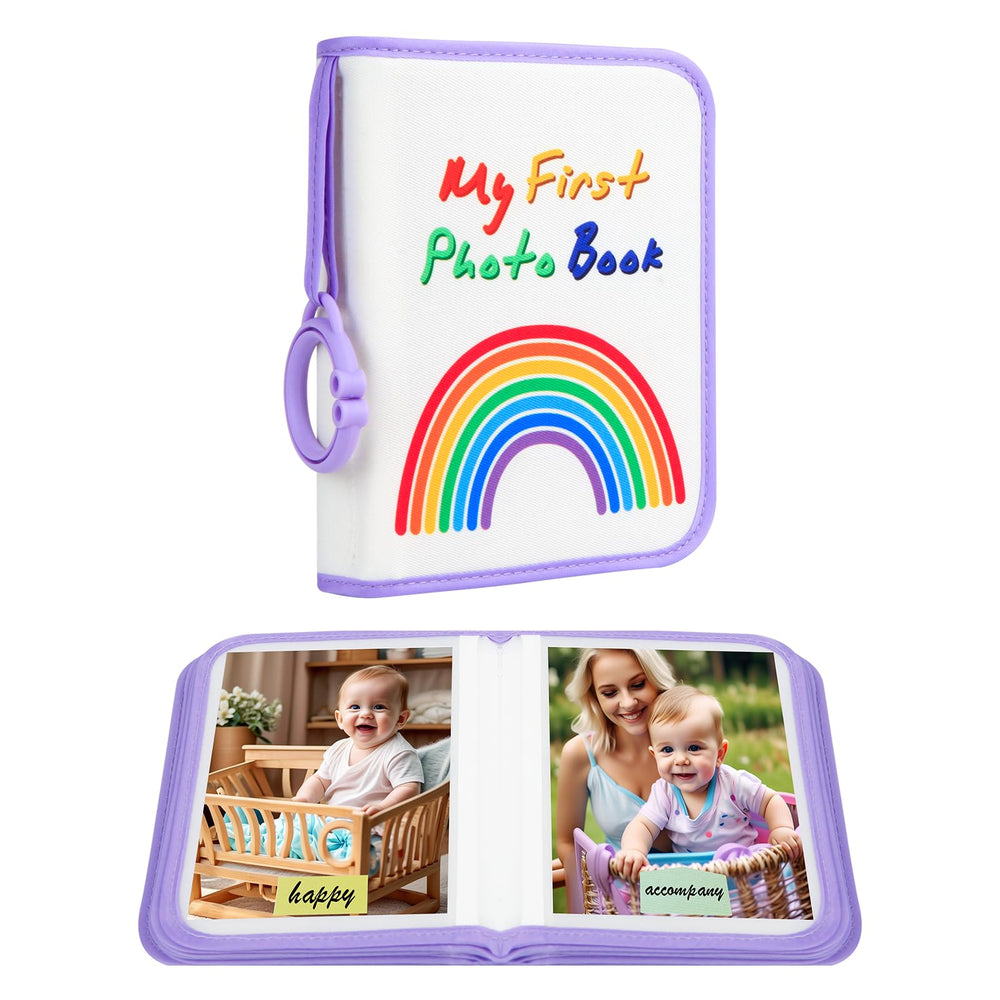 Xfveiwoo baby first photo album purple cover keeps cherished family memories.