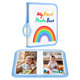 Xfveiwoo baby photo album blue cover shows soft fabric for safe baby memories.