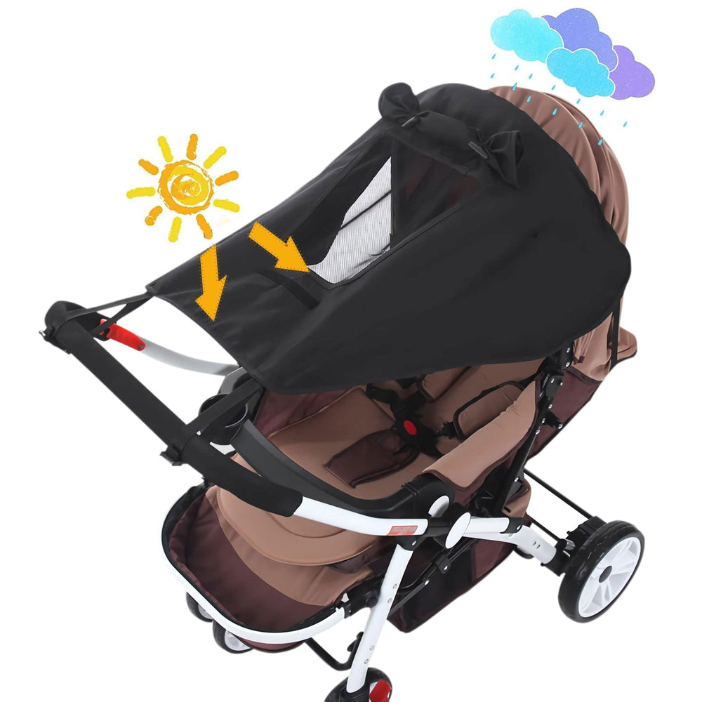 XGOPTS baby stroller shade UPF50+ waterproof cover for sun and rain protection.
