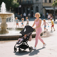 XGOPTS stroller shade easy installation using buckle for tool-free setup.