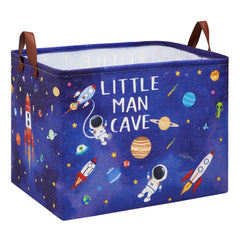 XHWZOF Astronaut Rockets Nursery Basket blue shows space-themed design for toy organization.