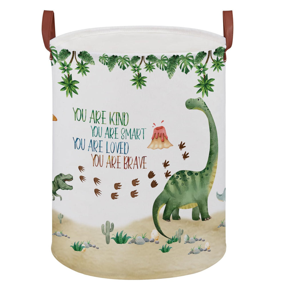 XHWZOF Dinosaur Nursery Basket front view highlighting 45L toy storage
