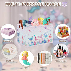 XHWZOF Mermaid laundry basket waterproof lining closeup demonstrates easy-clean convenience