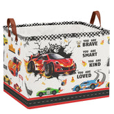 XHWZOF Race Car Room Decor Basket wide view shows bold race-theme for kid's room organization
