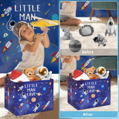 XHWZOF Space quotes storage bin blue highlights inspirational decor while tidying rooms.