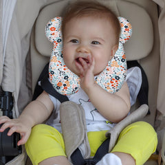 XIGGA travel pillow shows stroller-compatibility for on the move use