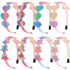 XIMA Glitter Heart headbands front view with rainbow sparkle and secure teeth grip