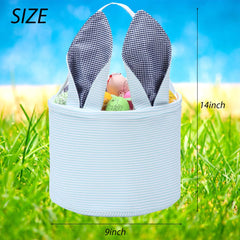 XinblueCo Easter Bunny Basket top view highlights lightweight durable seersucker for egg hunts