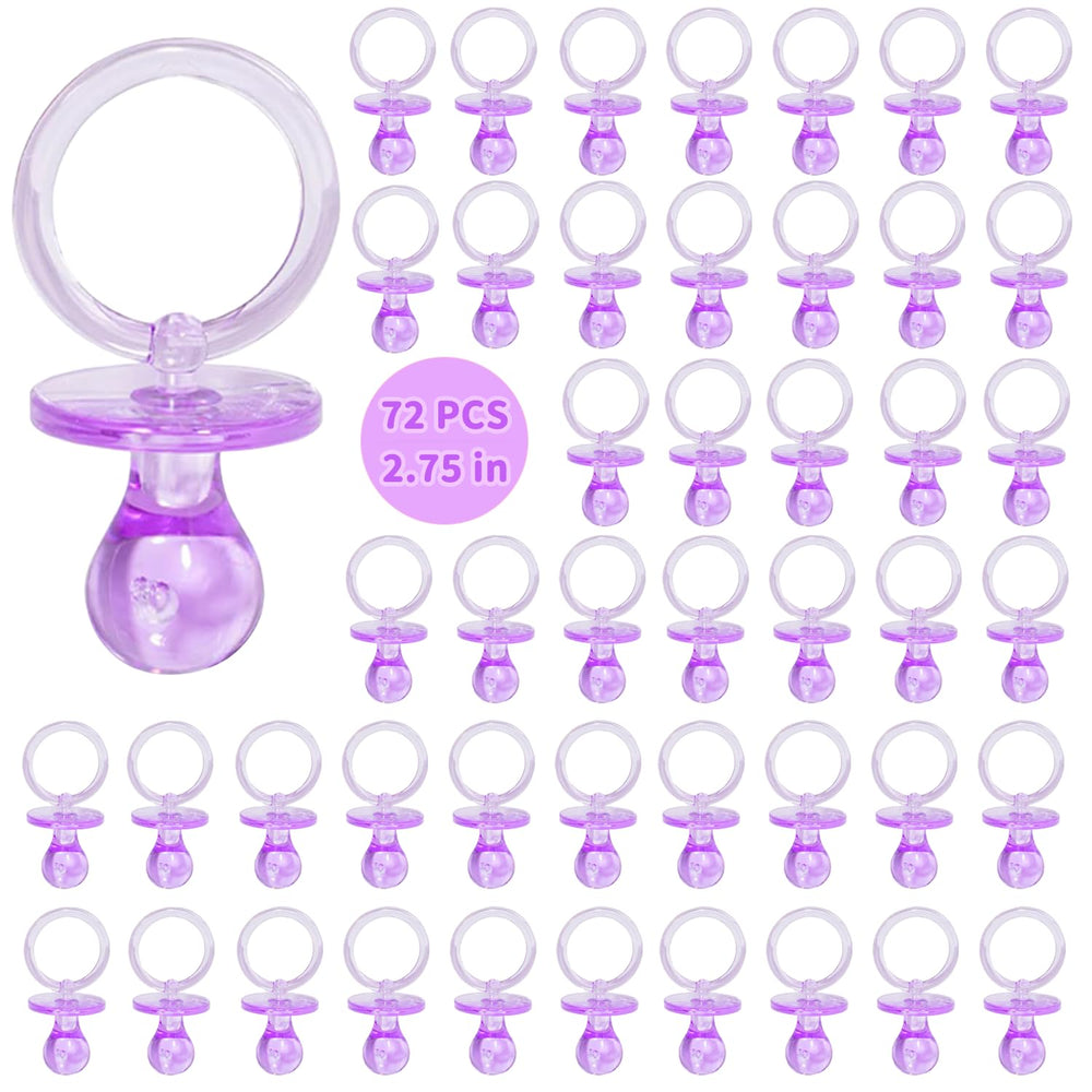 XINHUIDALSQ 72-pack purple baby shower pacifiers for table scatter and DIY decor.