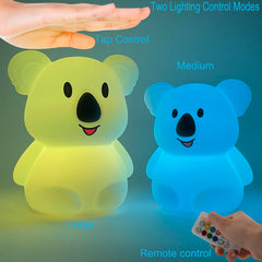 Xinjinhju Koala Night Light side view showing soft edges and glow