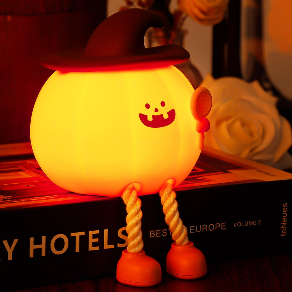 Xinjue pumpkin night light with wizard hat brightens kids' bedside decor