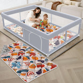 XVISHX baby playpen 65x50 inch mat area enables spacious shared play.