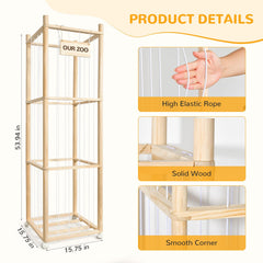 XiYeM stuffed animal storage wood tower side view highlights vertical space saving.