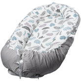 XLUXEVOGUE baby support base folded, feathers and leaves grey for portable playtime