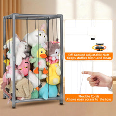 XMBecc stuffed animal storage zoo tower pvc-connectors closeup for lightweight easy-access plush storage