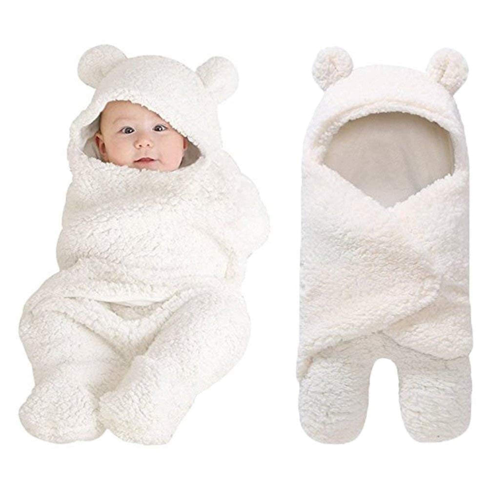 XMWEALTHY cute newborn swaddle blanket with bear hoodie promotes cozy nighttime sleep.