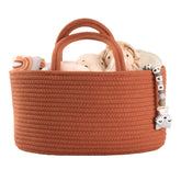 XUANGUO baby diaper caddy rustic cotton rope keeps nursery essentials organized within arm's reach.