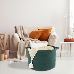 XUANGUO blankets in rope basket showcase cozy home organization and soft texture.