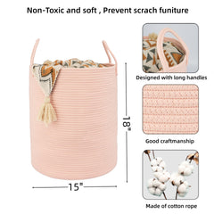 XUANGUO coral pink rope basket with handles for easy transport