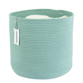 XUANGUO cotton rope basket green 16x14 front view for organized nursery storage