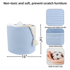 XUANGUO cotton rope basket blue nursery-decor blends with room styling