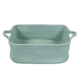 XUANGUO cotton rope basket light green with rectangle handles for tidy storage.