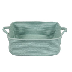 XUANGUO cotton rope basket light green with rectangle handles for tidy storage.