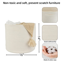 XUANGUO cotton rope basket nursery bin showing sturdy round design safe for babies