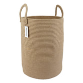 XUANGUO cotton rope laundry basket front view with sturdy handles for easy transport.