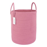 XUANGUO grape purple cotton rope laundry basket with handles for easy laundry transport.