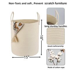 XUANGUO cotton rope laundry basket handles close-up showing durable construction.