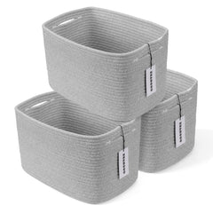 XUANGUO cotton rope storage basket rectangle on shelf, ideal for organization.