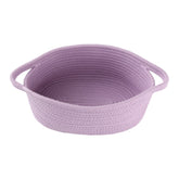 XUANGUO cute oval cotton rope basket with handle in light purple for toy storage