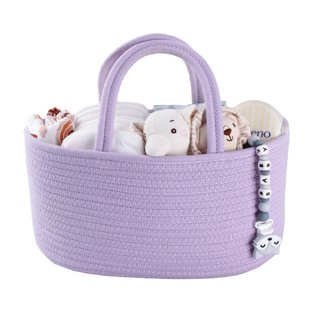 XUANGUO diaper caddy organizer front view keeps diapers within arm's reach.