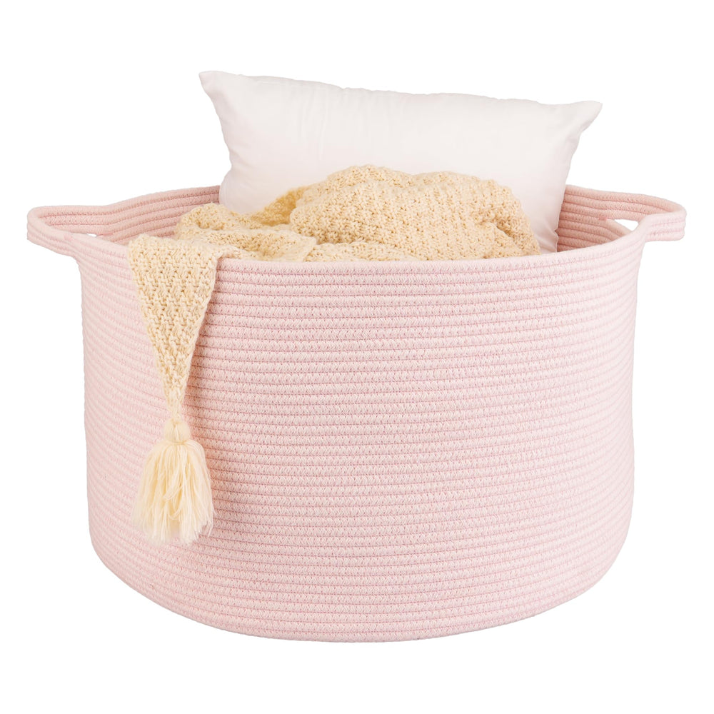 XUANGUO large blanket basket with handles in pink for blanket storage
