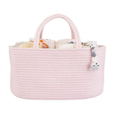 XUANGUO large diaper caddy pink side view keeps diapers and wipes within arm's reach.