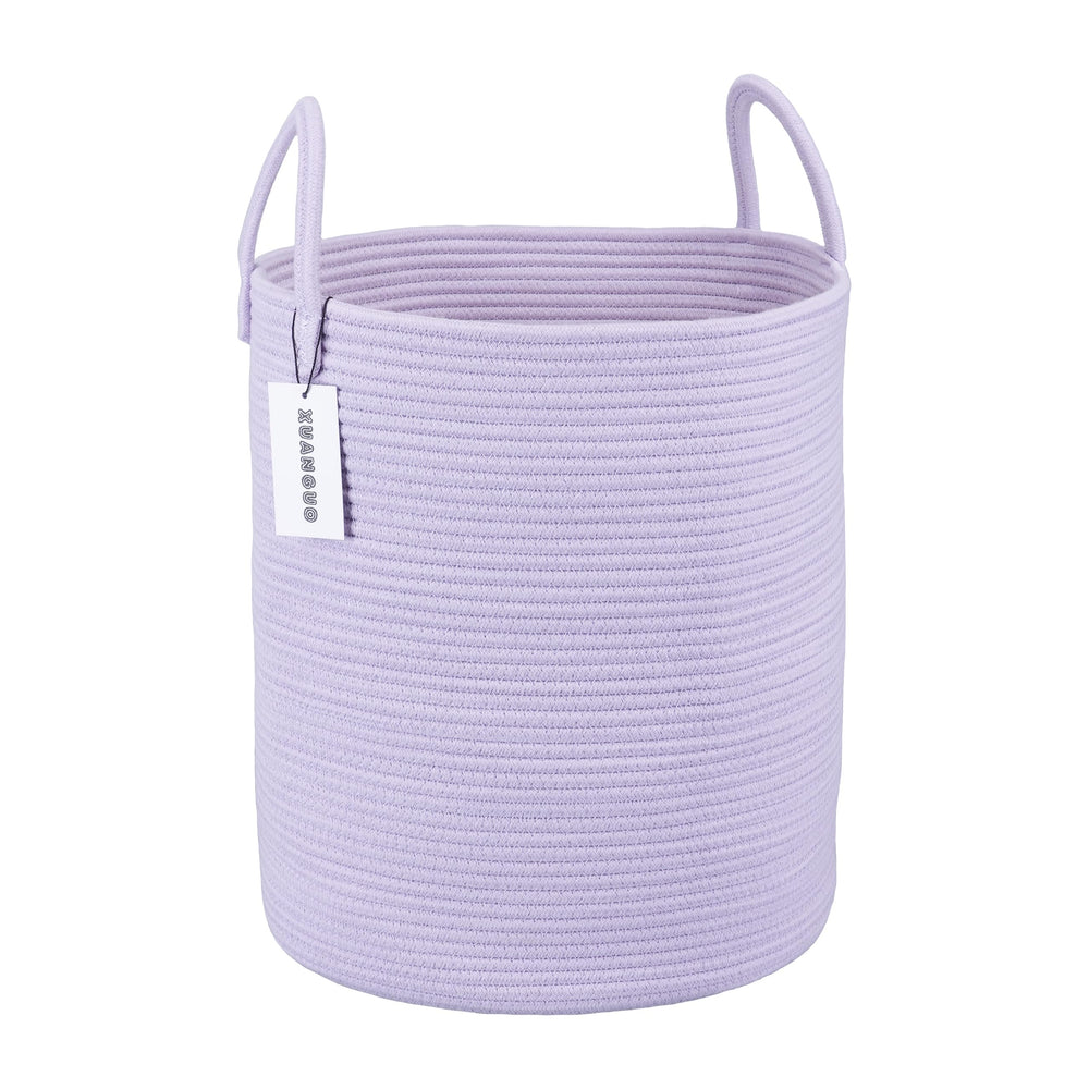 XUANGUO rope laundry basket folded shows compact storage for clothes and blankets.