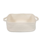 Xuanguo woven cotton rope basket with handles keeps shelves tidy for easy access.