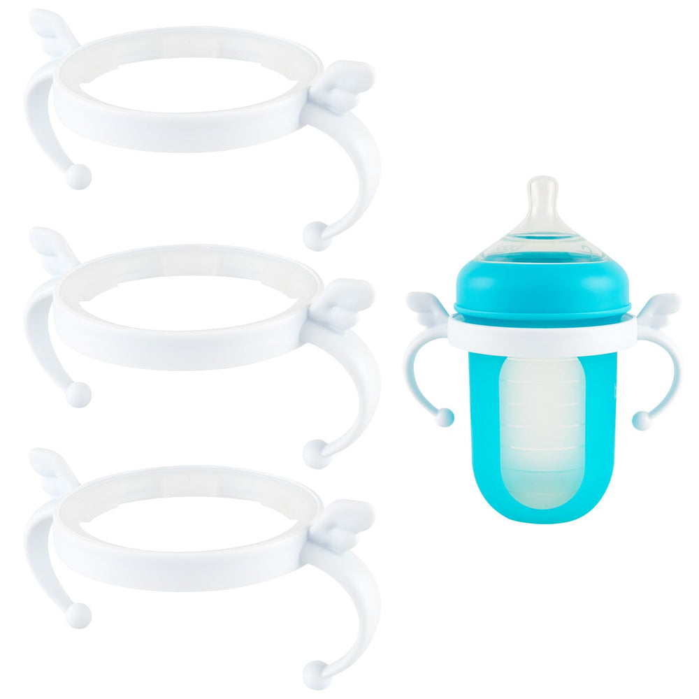 XUNICUTE baby bottle handles grip demo for comfortable newborn grasp.