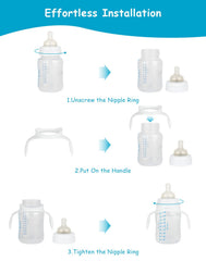 XUNICUTE heart-shaped bottle handle design supports baby grip and confidence