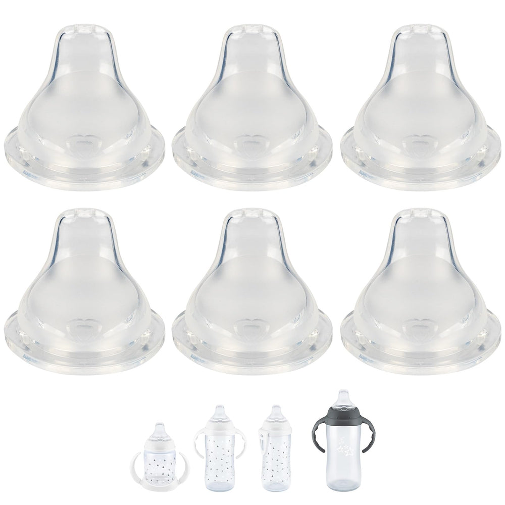 XUNICUTE replacement Nuk spout assembly closeup highlighting soft silicone tip for gentle sipping