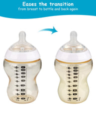 XUNICUTE venting nipple—anti-colic venting system reduces gas during bottle feeds.