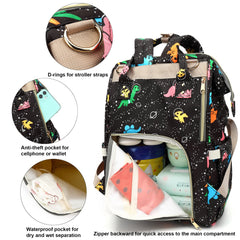 Xunteny Dinosaur diaper bag backpack stroller strap offers hands-free on-the-go convenience