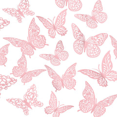 XUNXMAS 3D pink butterfly wall decor with shimmering metallic finish.