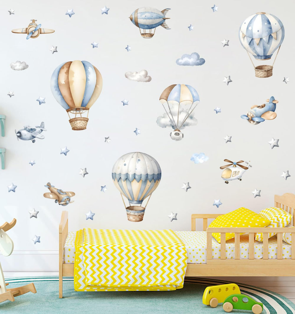 XUOIAYNB watercolor hot air balloon wall stickers two sheets add whimsical balloon decor