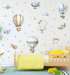 XUOIAYNB watercolor hot air balloon wall stickers two sheets add whimsical balloon decor