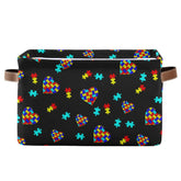 XUWU multicolor puzzle-heart storage basket keeps nursery clutter neatly organized.